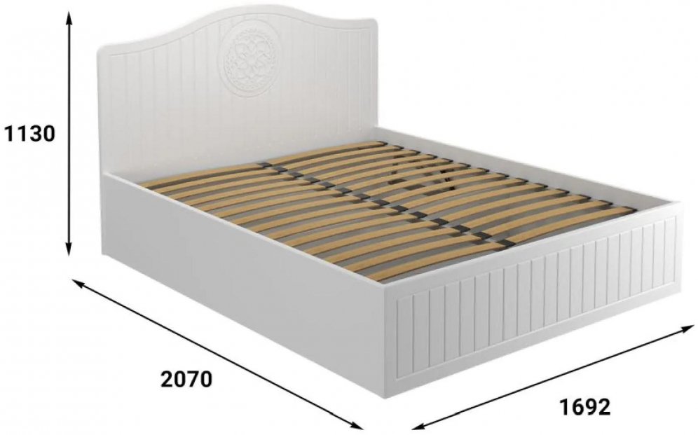 Двуспальная кровать Монблан МБ-606К 160х200 с ПМ белое дерево