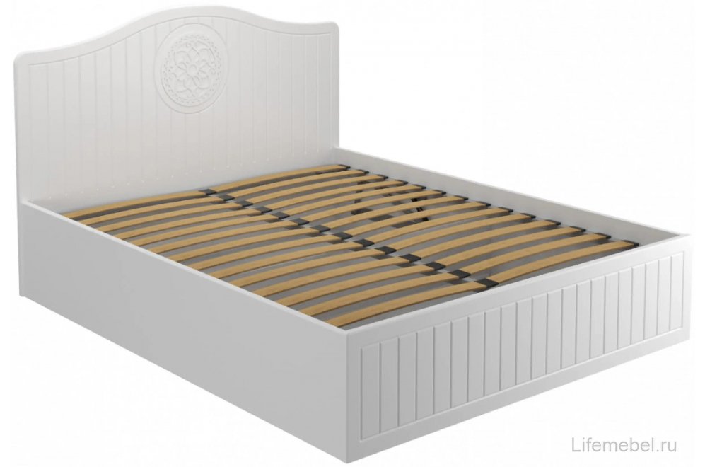 Двуспальная кровать Монблан МБ-606К 160х200 с ПМ белое дерево