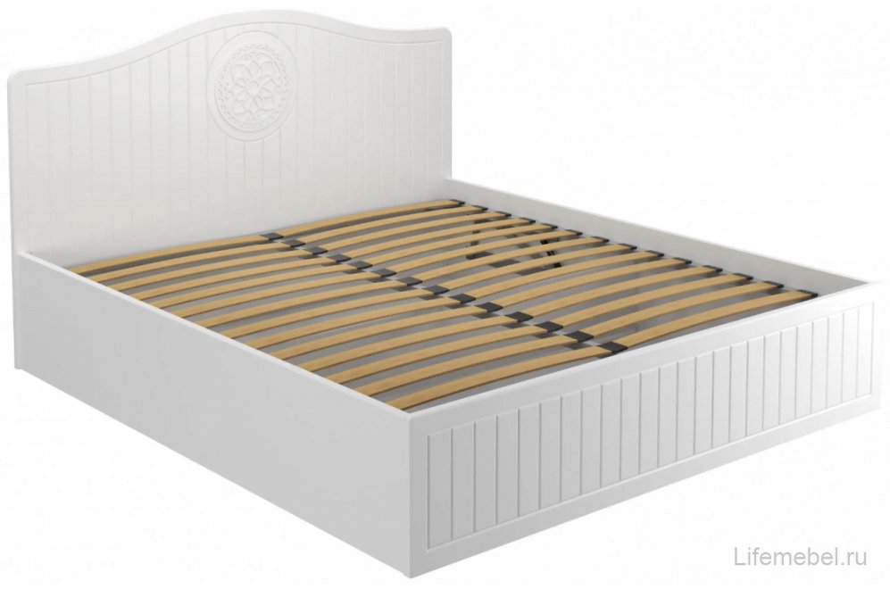 Двуспальная кровать Монблан МБ-607К 180х200 с ПМ белое дерево