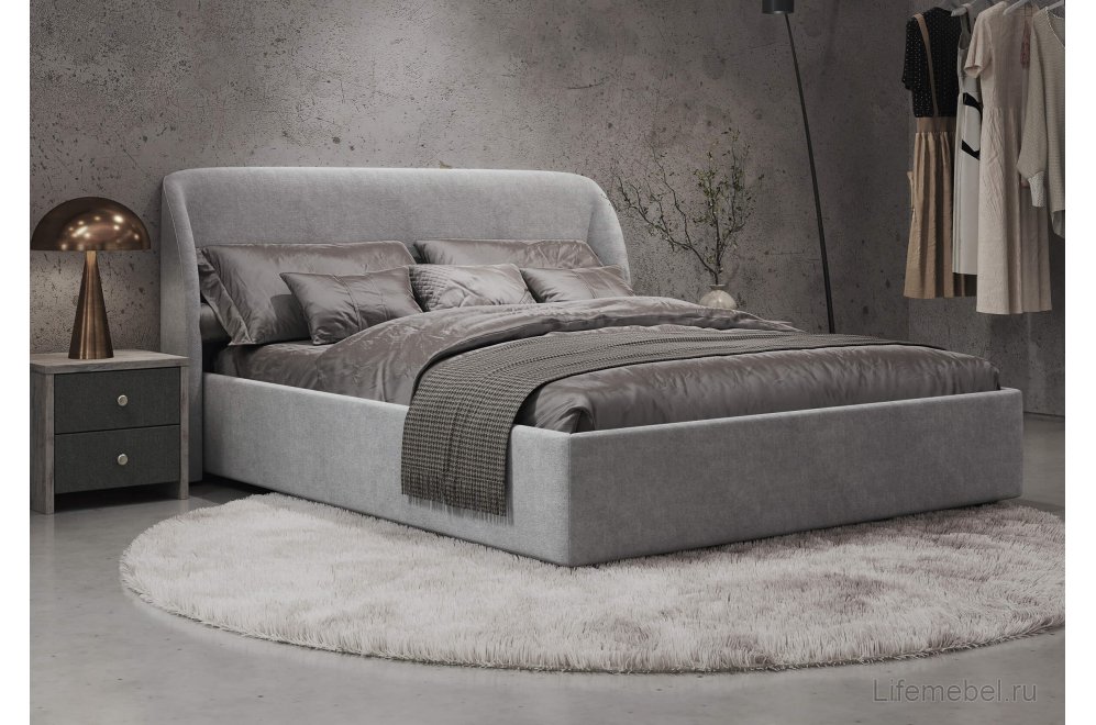 Двуспальная кровать Nicole 160х200 с основанием льняная рогожка