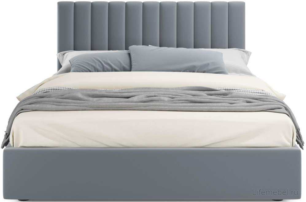 Двуспальная кровать Olivia 160х200 с ПМ серый велюр
