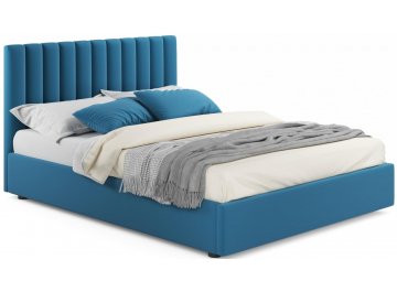 Двуспальная кровать Olivia 160х200 с ПМ синий велюр
