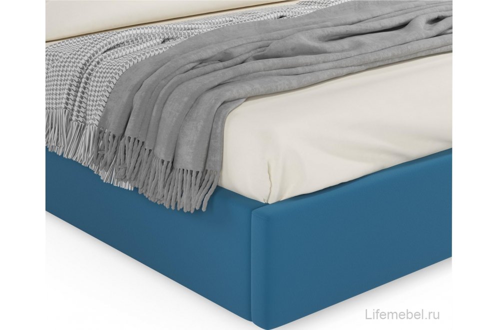 Двуспальная кровать Olivia 160х200 с ПМ синий велюр