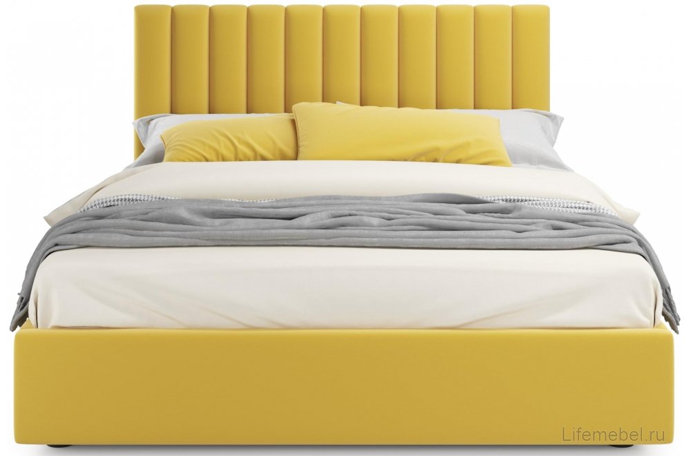 Двуспальная кровать Olivia 160х200 с ПМ желтый велюр