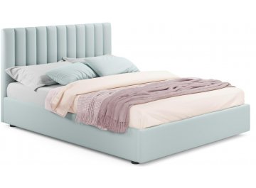 Двуспальная кровать Olivia 160х200 с ПМ синий велюр велюр мята пастель