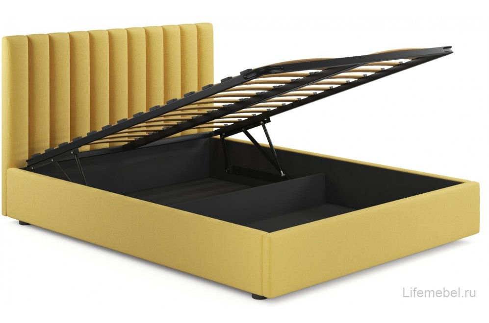 Двуспальная кровать Olivia 180х200 с ПМ желтый велюр