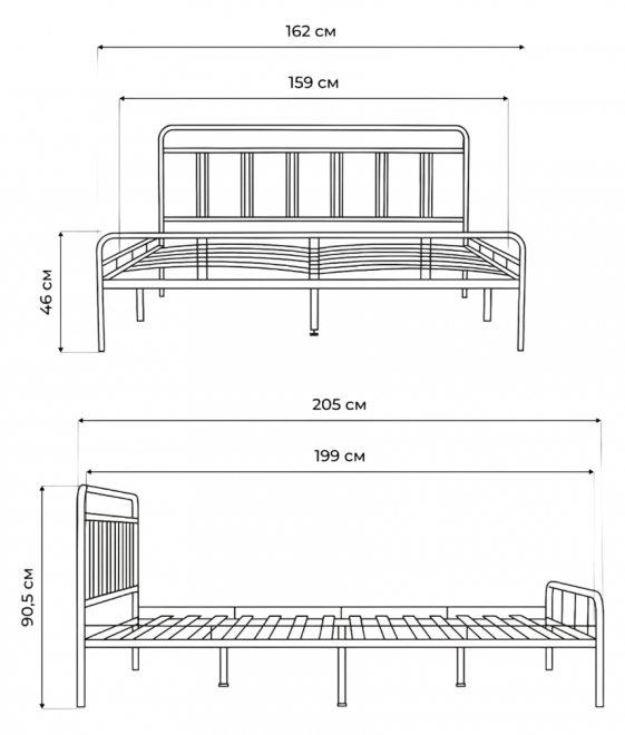 Двуспальная кровать Рейк 160х200 черная