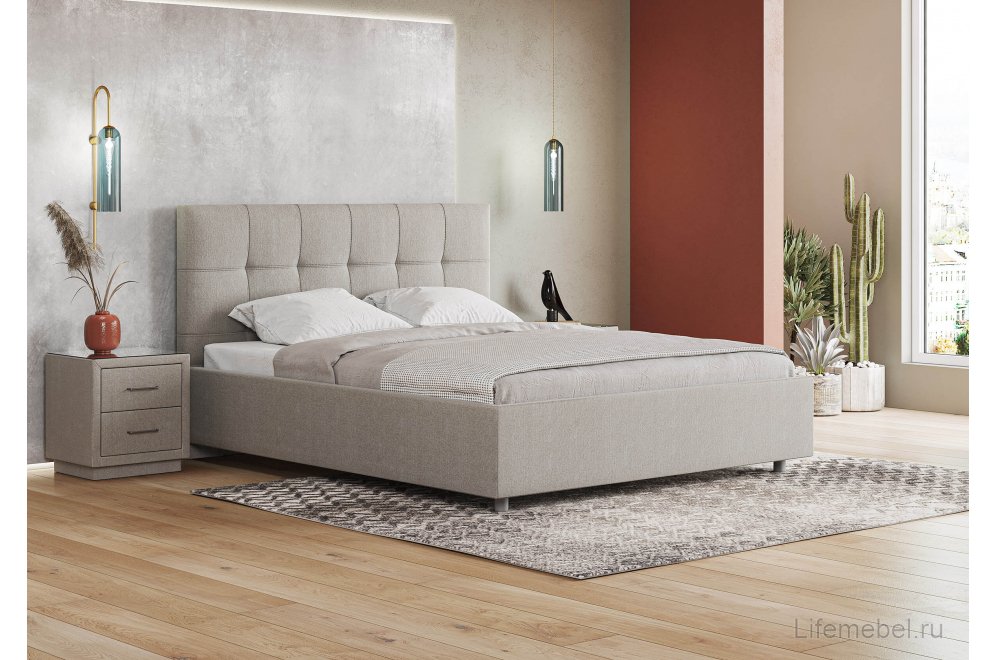 Двуспальная кровать Richmond 180x200 с основанием замша бежевый