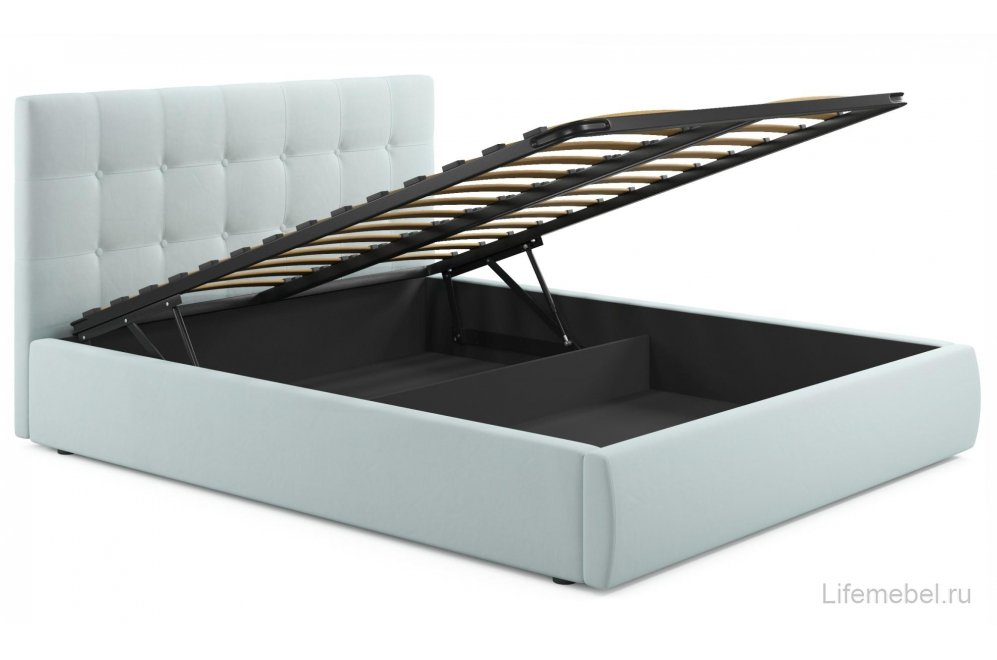 Двуспальная кровать Selesta 160х200 с ПМ велюр мята пастель