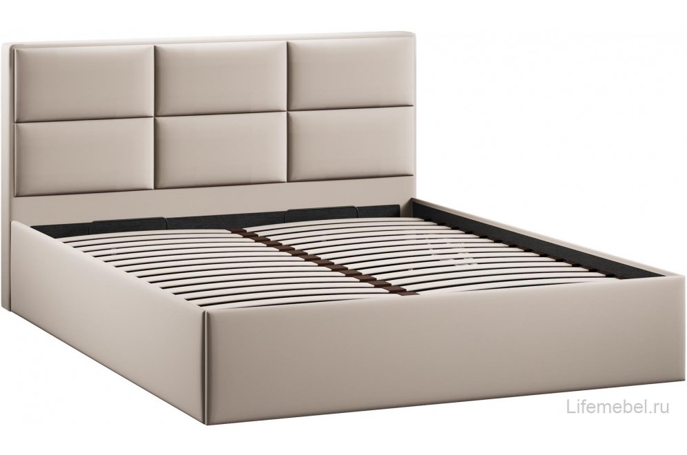 Двуспальная кровать Стелла Тип 1 160х200 c ПМ велюр confetti cream
