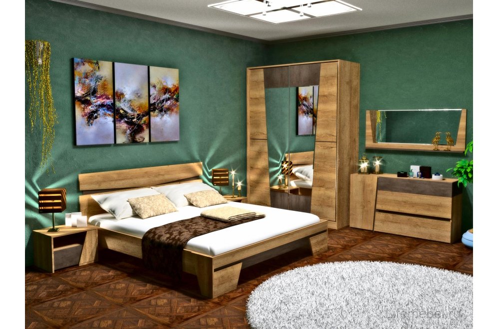 Двуспальная кровать Стреза 160х200 дуб галифакс натуральный