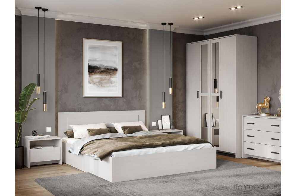 Двуспальная кровать Taika 160х200 ясень анкор светлый
