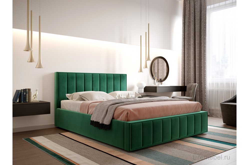 Двуспальная кровать Вена Стандарт 160х200 вариант 1 зеленая