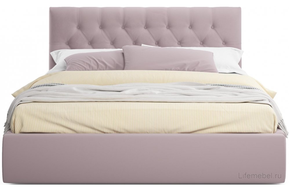 Двуспальная кровать Verona 160х200 с ПМ лиловый велюр