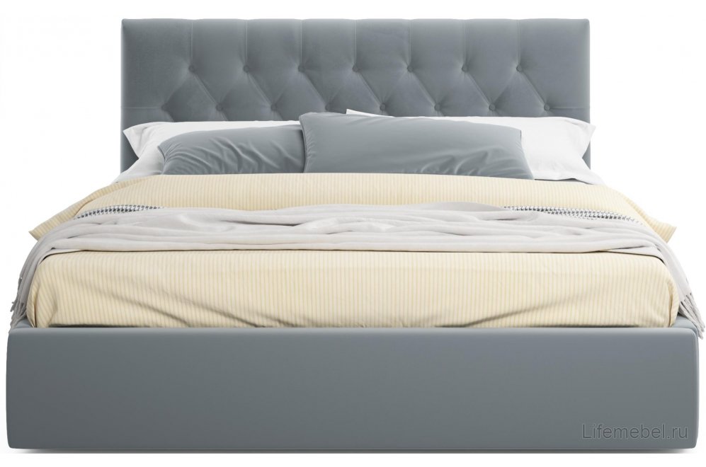 Двуспальная кровать Verona 160х200 с ПМ серый велюр