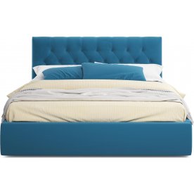 Двуспальная кровать Verona 160х200 с ПМ синий велюр