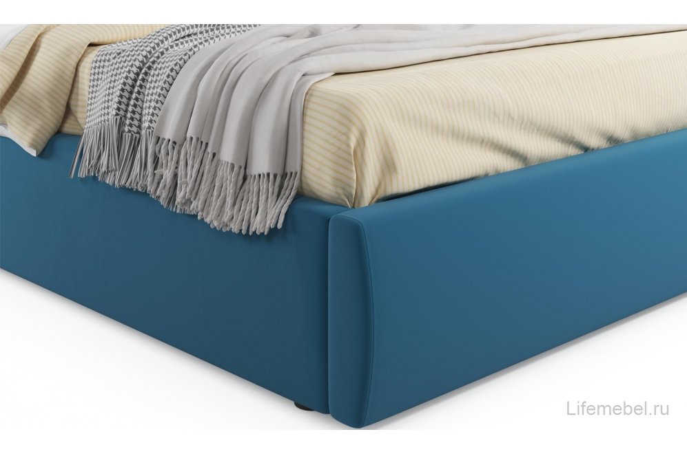 Двуспальная кровать Verona 160х200 с ПМ синий велюр