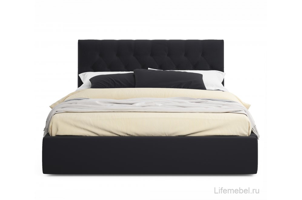 Двуспальная кровать Verona 160х200 с ПМ черный велюр