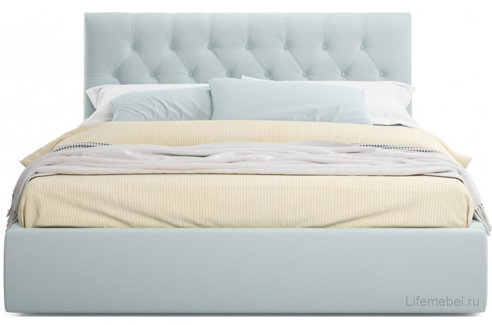 Двуспальная кровать Verona 160х200 с ПМ велюр мята пастель