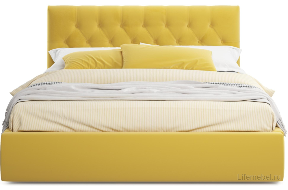 Двуспальная кровать Verona 160х200 с ПМ желтый велюр