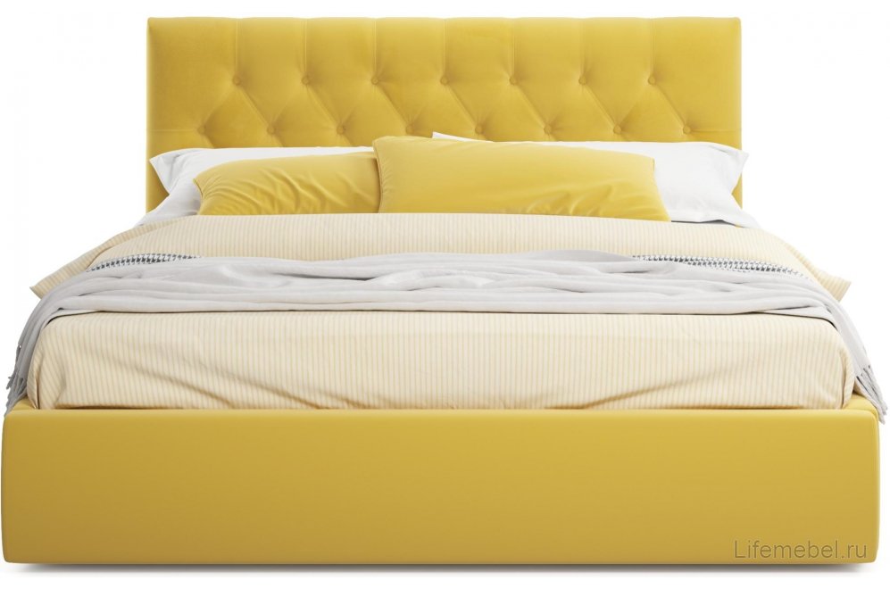 Двуспальная кровать Verona 160х200 с ПМ желтый велюр