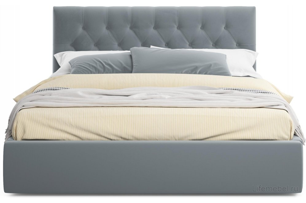 Двуспальная кровать Verona 180х200 с ПМ серый велюр