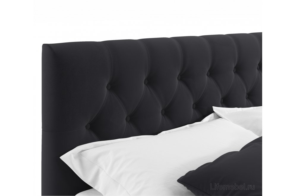 Двуспальная кровать Verona 180х200 с ПМ черный велюр