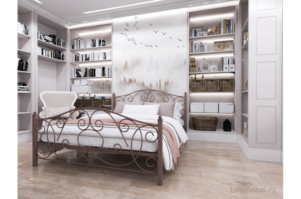 Двуспальная кровать Викси 160х190 коричневый муар