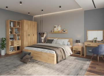 Односпальная кровать Виктория ВИ-22 дуб крафт золотой