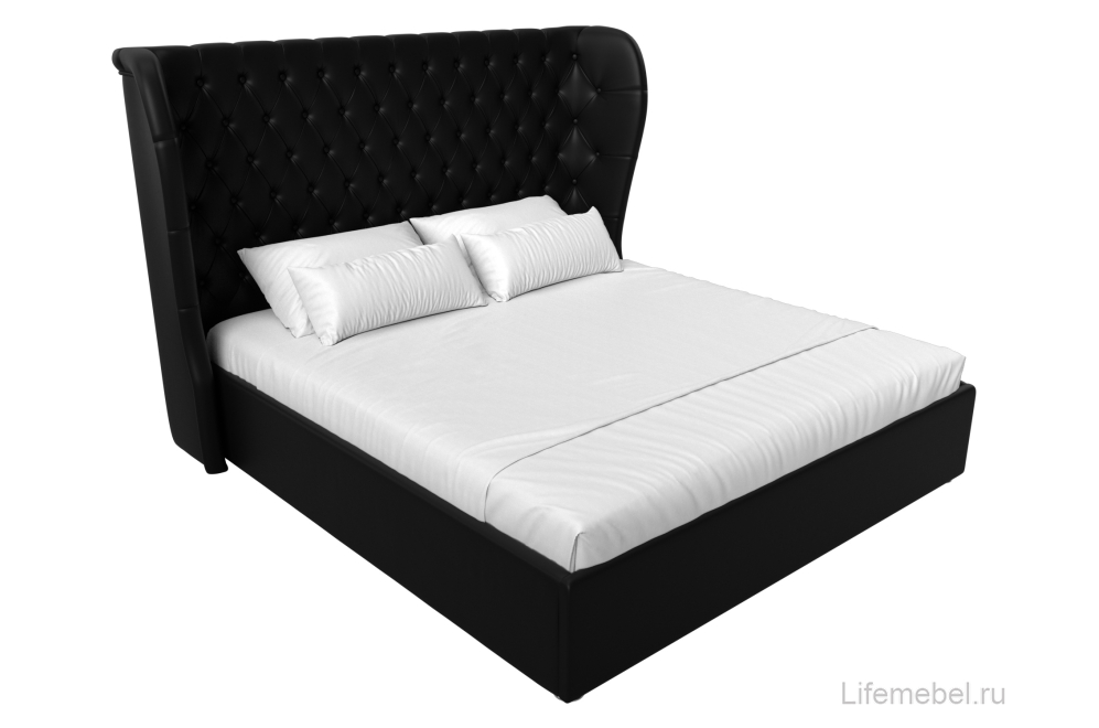 Кровать двуспальная Далия с ПМ 160 х 200 см эко-кожа черный