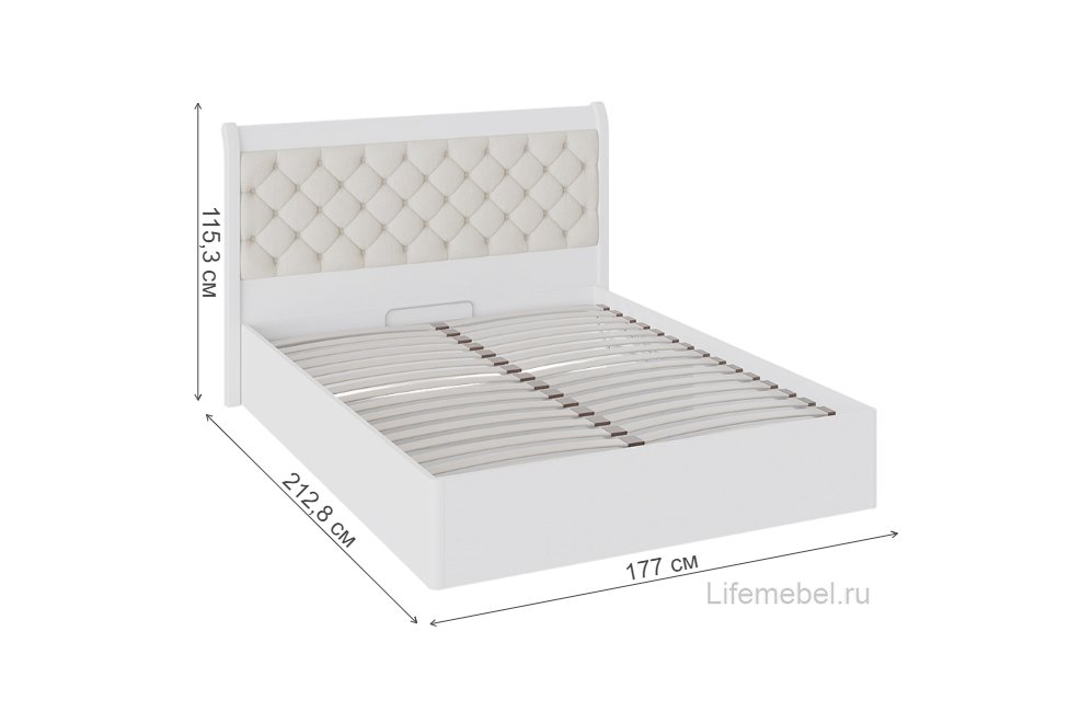 Кровать двуспальная Франческа СМ-312.01.002 160 х 200 см с ПМ дуб седан / замша с мягким изголовьем