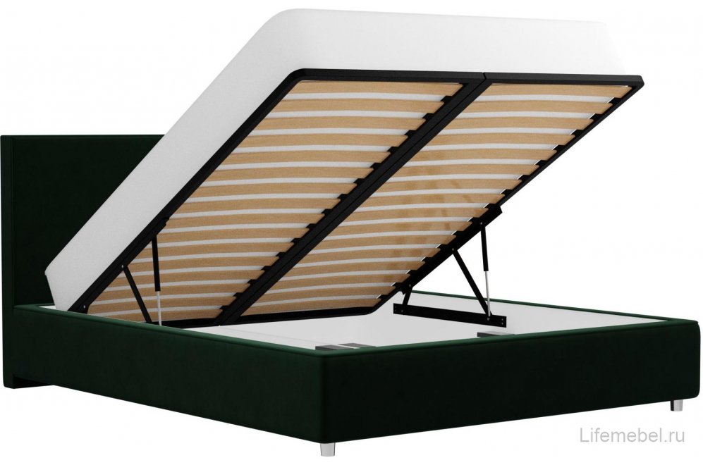 Кровать двуспальная Скайлен с ПМ 160 х 200 см велюр зеленый