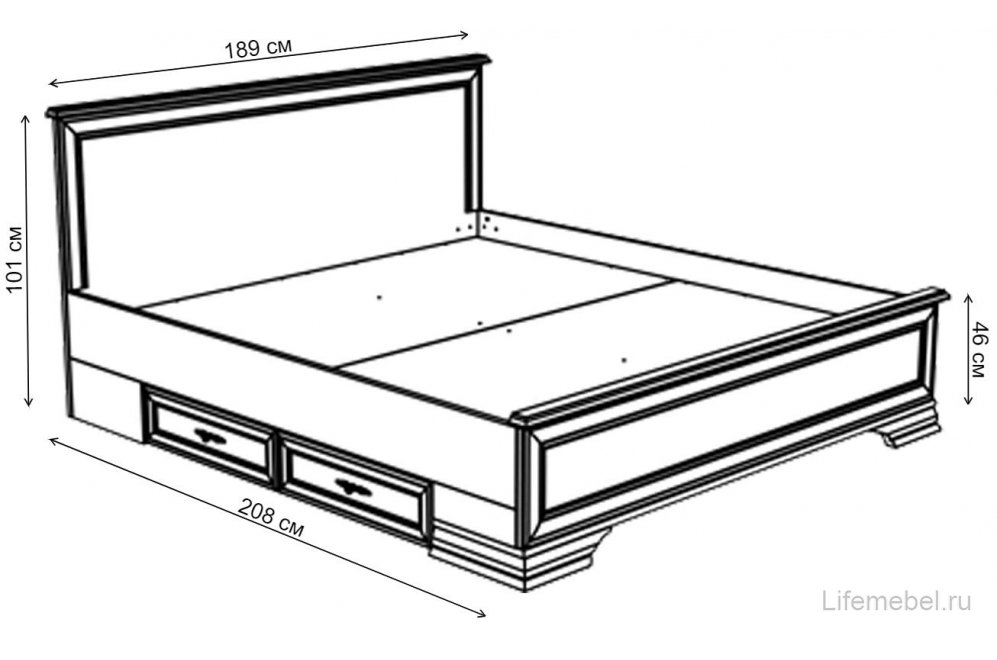Кровать двуспальная Kentaki S320-LOZ 180 x 200 см с ящиками белый