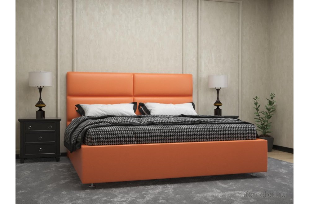 Кровать двуспальная Афродита-4 180 х 200 см с ПМ эко кожа mango