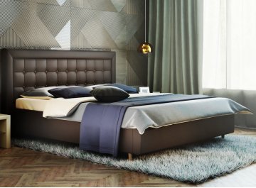 Двуспальная кровать Афродита-8-2 коричневая экокожа marvel pearl bronze