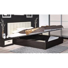 Кровать Токио с мягкой спинкой и ПМ СМ-131.12.002 160х200 венге цаво / светлая кожа