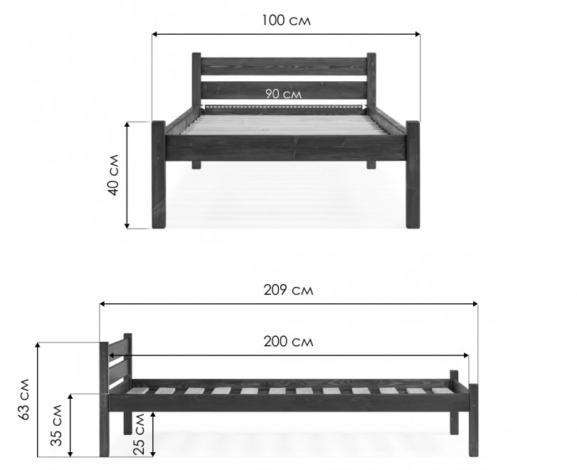 Односпальная кровать Классика Компакт 90х200