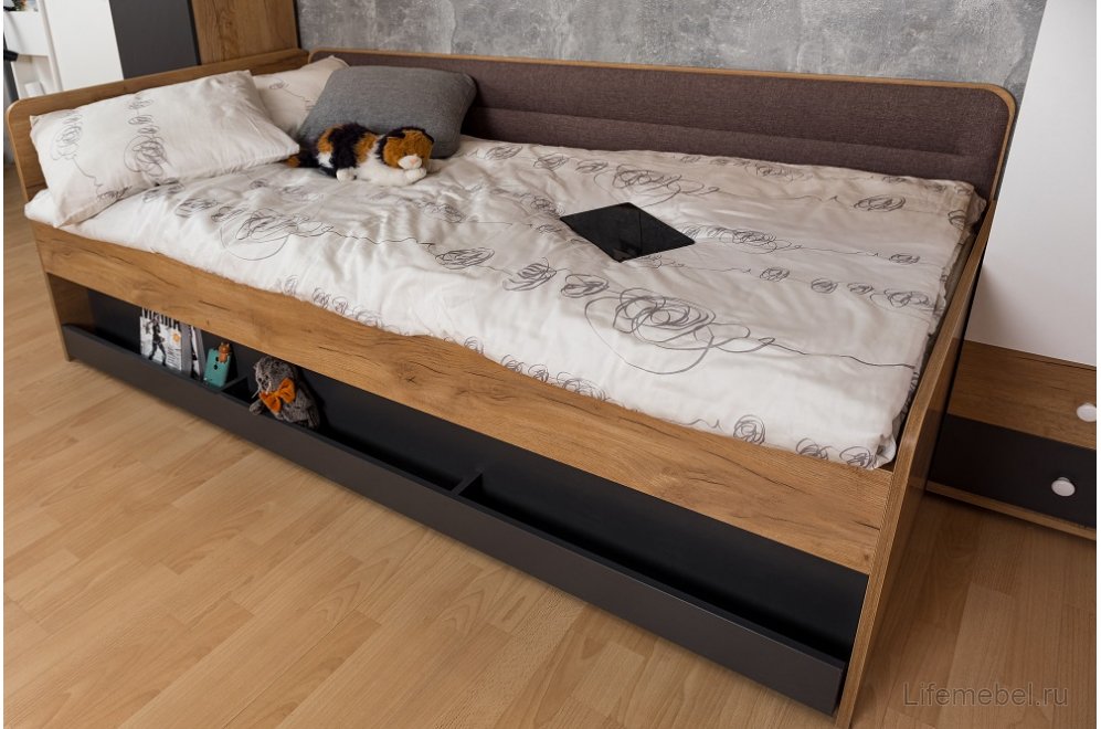 Лойс 80 Кровать Дуб золотистый-Графит