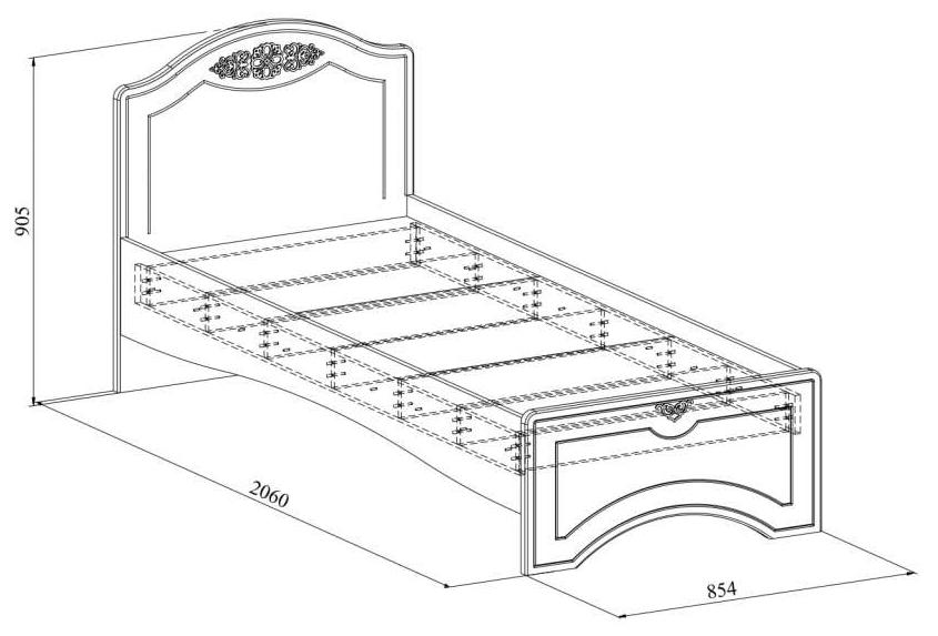 Односпальная кровать Ассоль плюс АС-26 80х200 ваниль