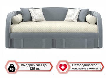 Детская кровать Исмера 90x200 с ортопедическим основанием и матрасом Астра серая