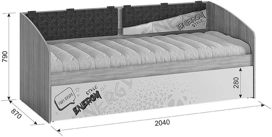 Односпальная кровать Энерджи 80 х 190 см сонома / белый