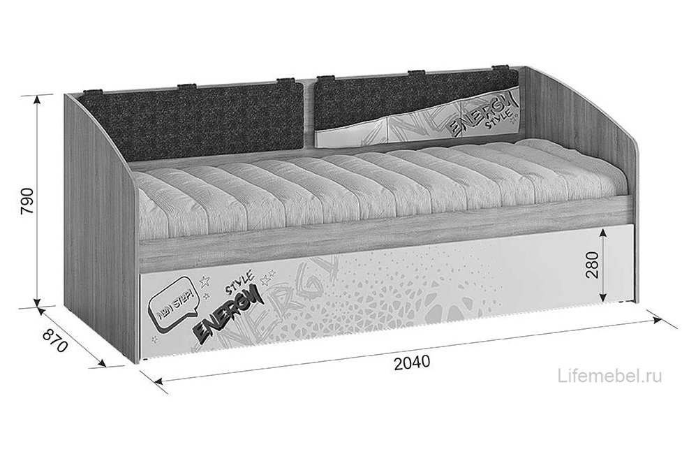 Односпальная кровать Энерджи 80 х 190 см сонома / белый