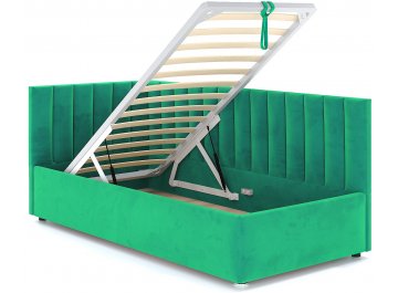 Детская кровать Меллиса 90x200 с ПМ угловая левая светло-зеленый Velutto 42