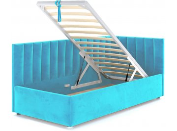 Детская кровать Меллиса 90x200 с ПМ угловая правая голубой Velutto 44