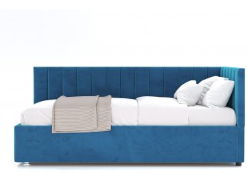 Детская кровать Меллиса 90x200 с ПМ угловая правая синий Velutto 54