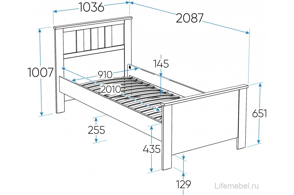 Односпальная кровать Сага 90х200 серая