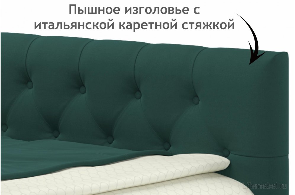 Тахта Ариэтта 90x200 с ортопедическим основанием и ящиками изумруд
