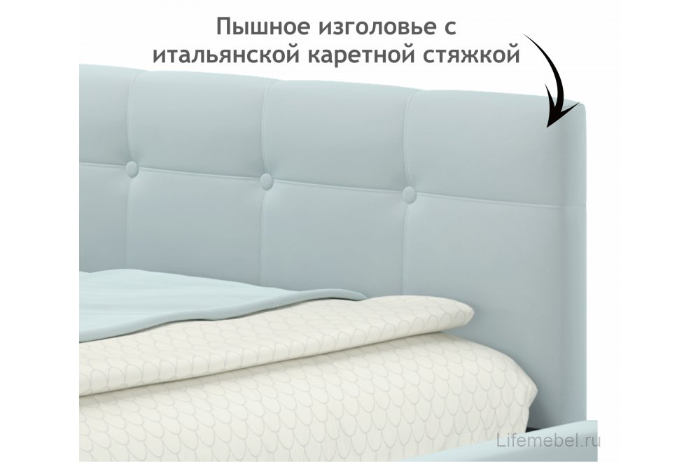 Односпальная кровать тахта Флоренза 90x200 с ПМ и матрасом ГОСТ мята