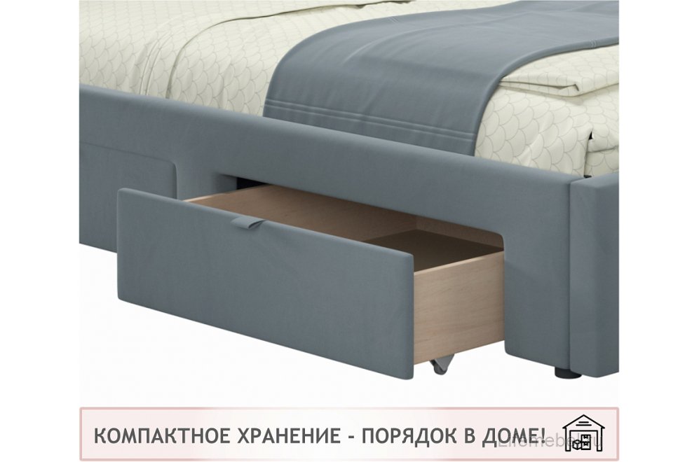 Тахта Ариэтта с ящиками 90х200 серая