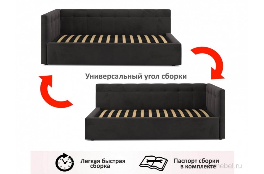 Тахта Bonna 90х200 с защитным бортиком темная